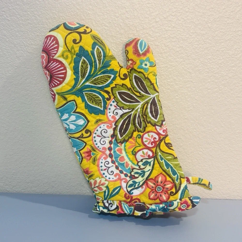 Vera Bradley Yellow Provencal Oven Mitt Henney Paisley Quilted Baking Kitchen